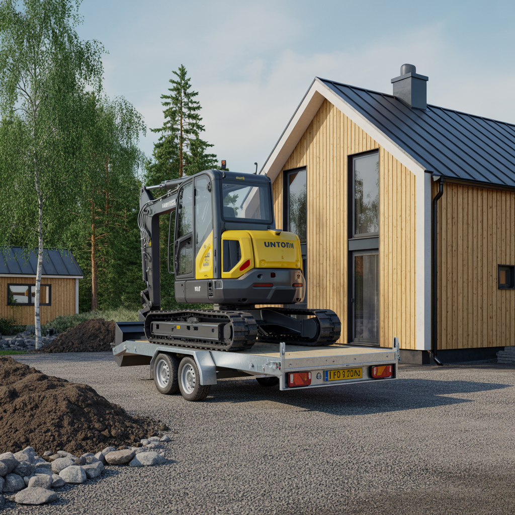 hyra minigravare 1 3 ton kostnad 2025 och transport