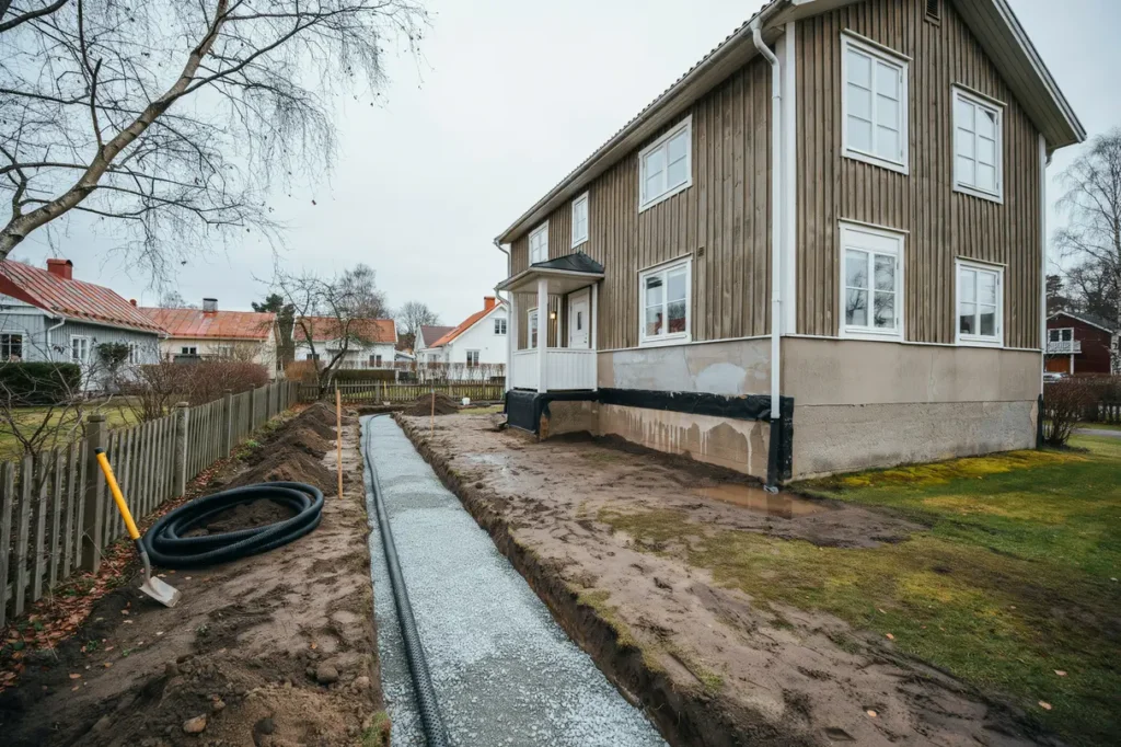 fukts ker k llare b rjar utanf r huset s planerar du dr nering och marklutning r tt